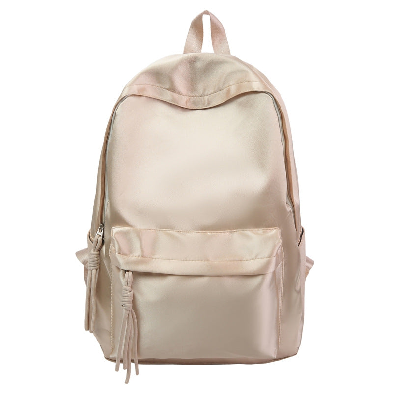 Simple popular solid color large capacity student schoolbag Hong Kong style fashion casual backpack trendy lightweight backpack for women