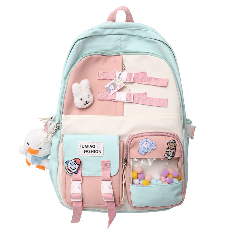 Wholesale New Casual Fashion Korean Style Fresh Color Contrast Backpack Middle School Student Schoolbag Japanese Niche Design Backpack