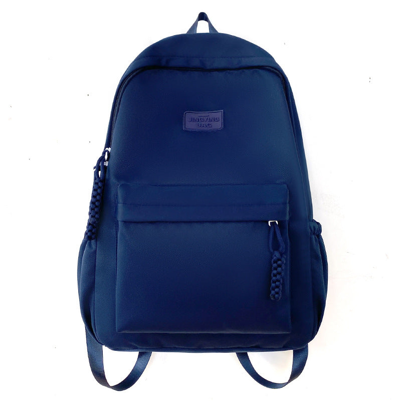 Schoolbag Women's 2024 New Large Capacity High School Student Backpack Solid Color Simple All-match Women's Bag Class Student Backpack