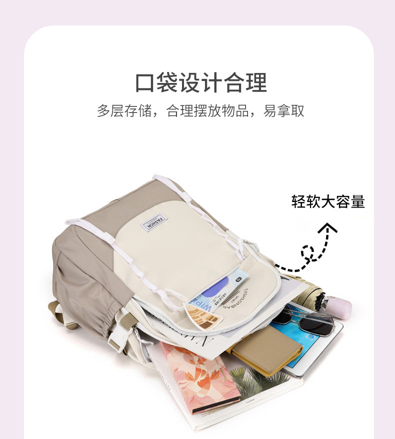 Simple Fashion High-end Sense Backpack All-match Senior high school College Student Computer Bag Casual Backpack High-value Schoolbag
