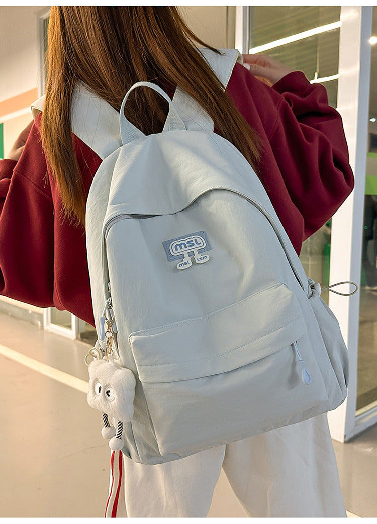 New School Bag Female College Student Large Capacity Backpack Lightweight Simple Short-Distance Travel Backpack High School Student School Bag