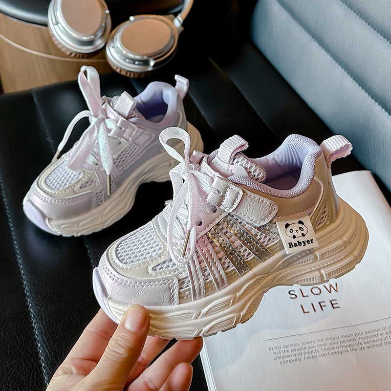 Girls' Sneakers 2025 Spring and Autumn New Casual Shoes Children's Fashion Double Mesh Casual Shoes Dad Shoes for Older Children
