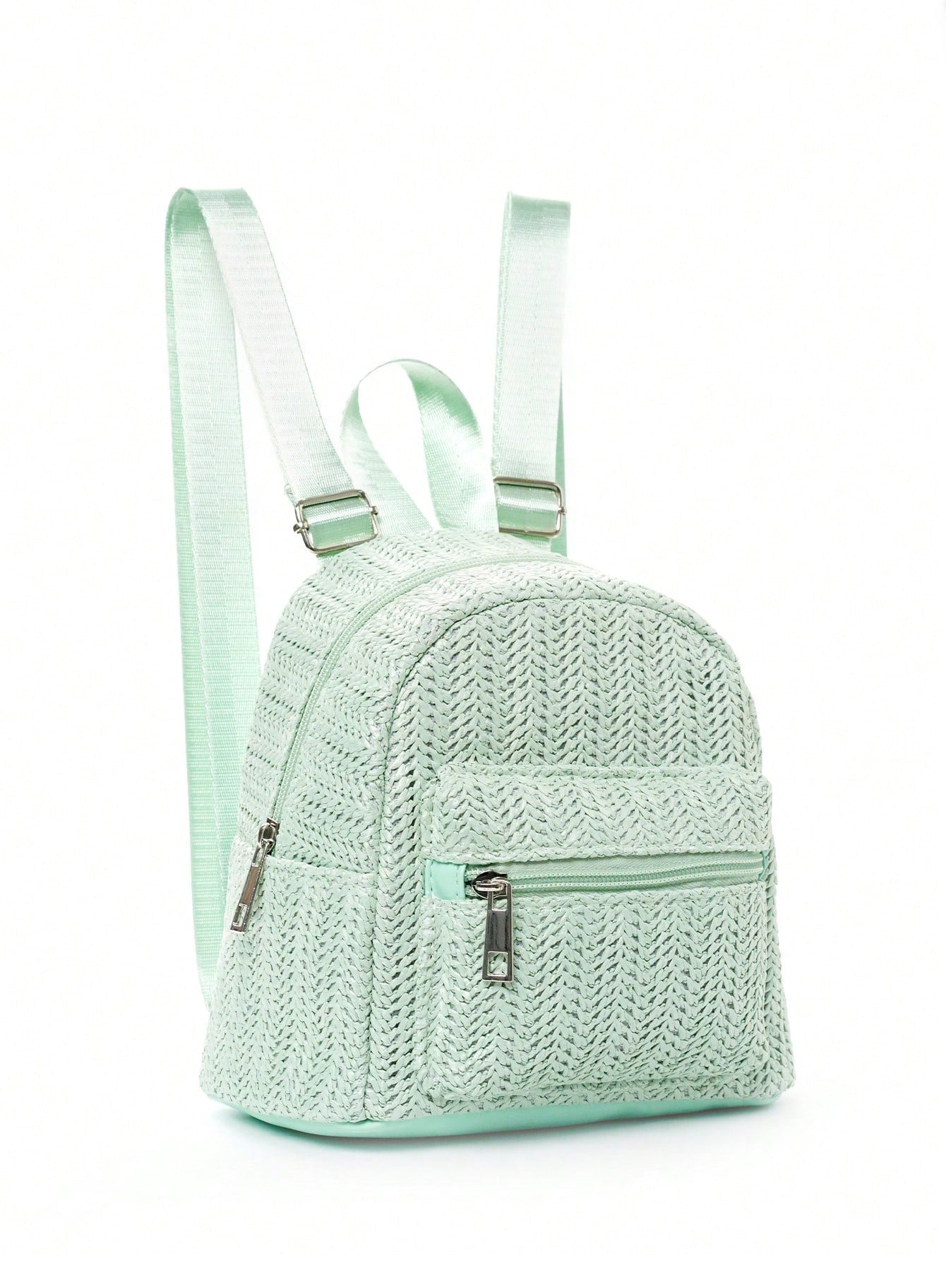 Ethnic Style Backpack Women's New Minority Double-Layer Zipper Casual Personality Backpack Straw Backpack
