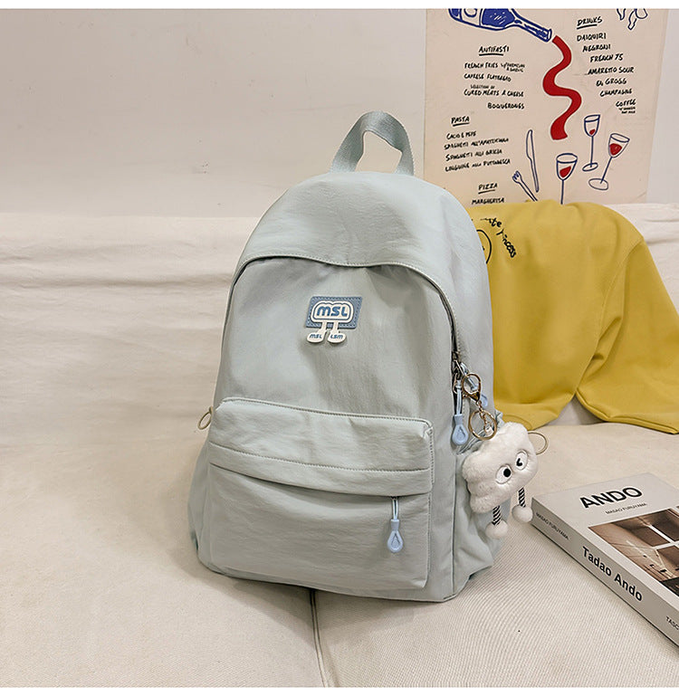 New School Bag Female College Student Large Capacity Backpack Lightweight Simple Short-Distance Travel Backpack High School Student School Bag