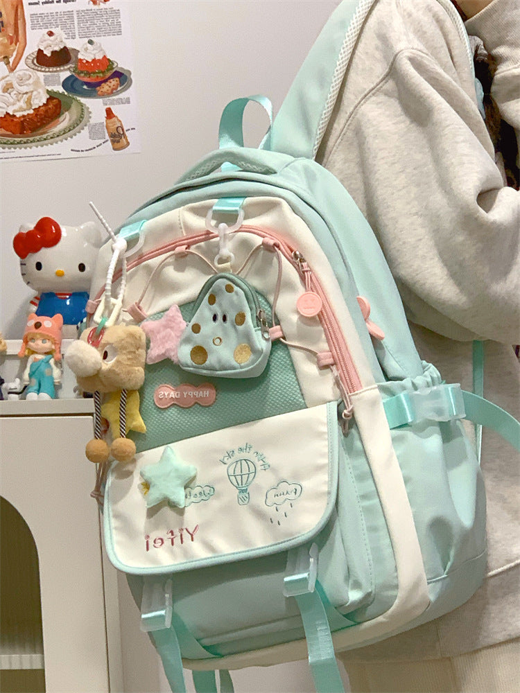 Junior High School Girls' Schoolbag High Color Value Cute Lightweight Large Capacity for Primary School Students and High School Students Backpack for Women