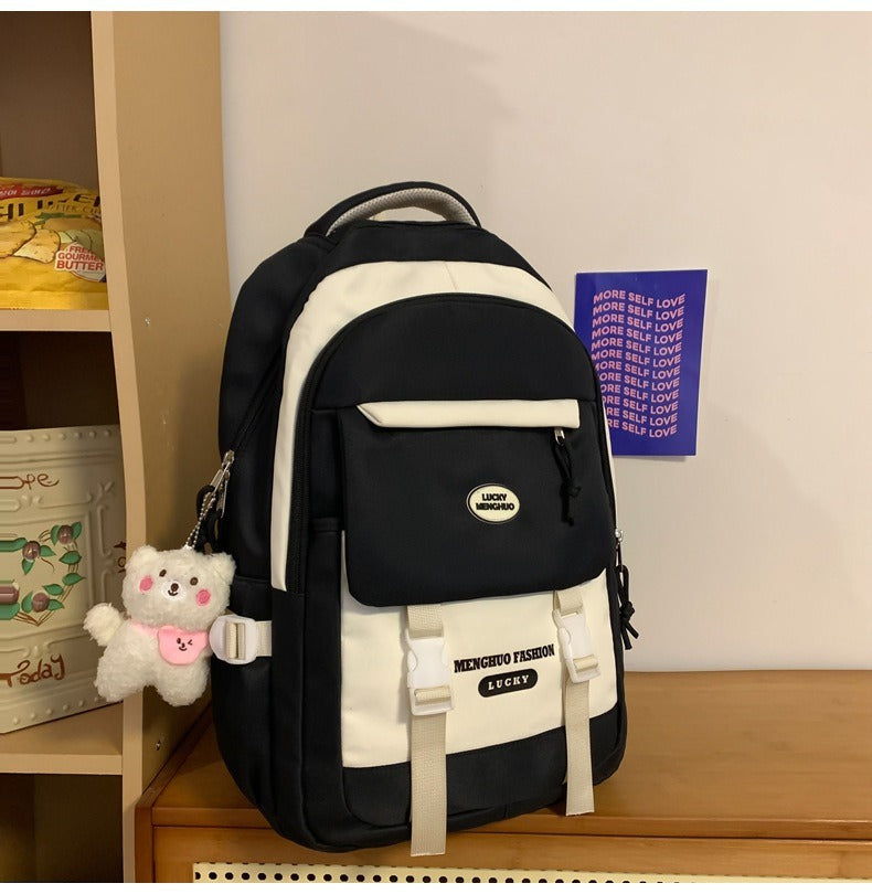 Korean Style Contrast Color Cute Backpack Female College Student Campus Style Schoolbag Japanese Style Junior High School Senior high school Large Capacity Backpack