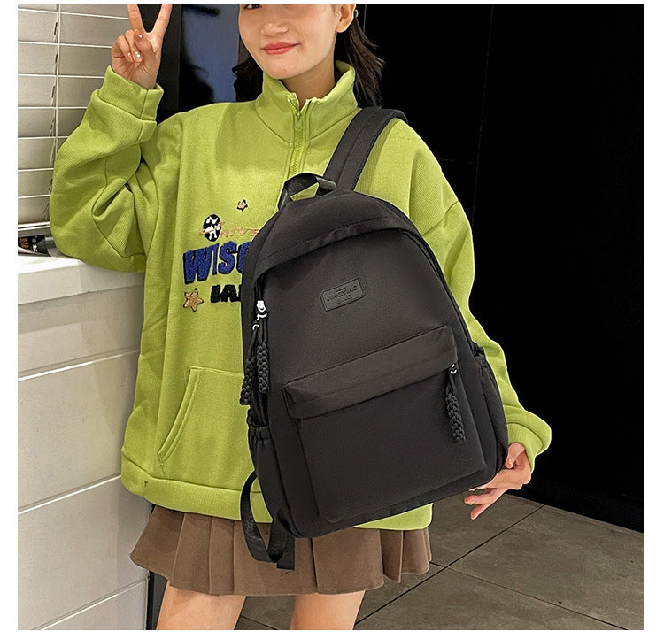 Schoolbag Women's 2024 New Large Capacity High School Student Backpack Solid Color Simple All-match Women's Bag Class Student Backpack