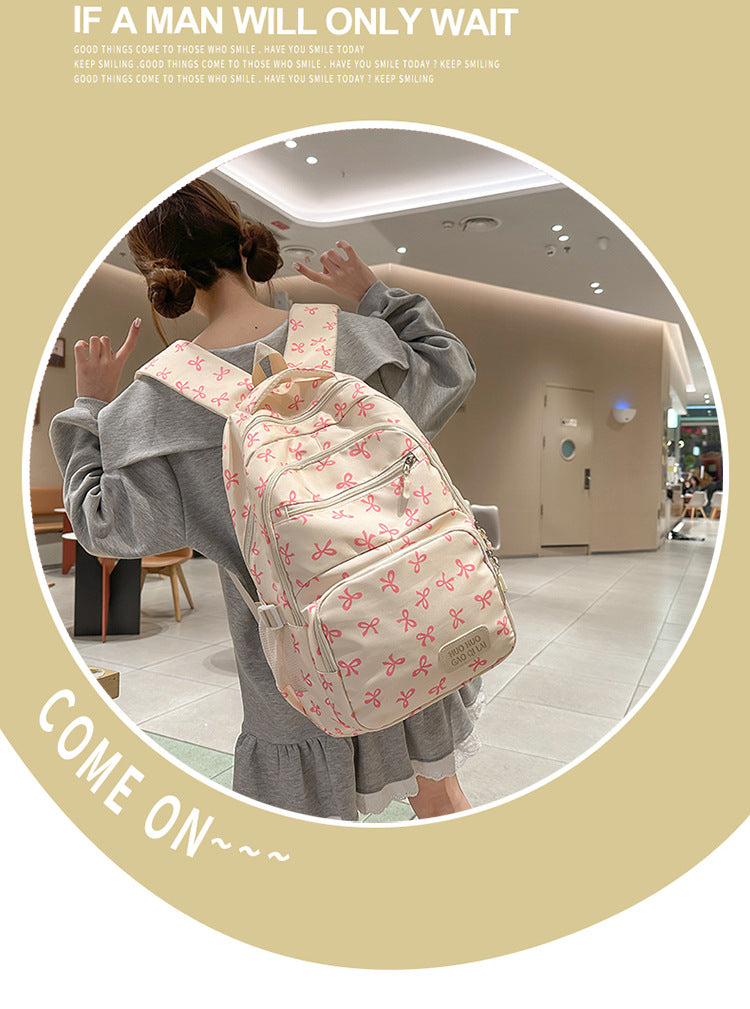 New Girls Backpack Japanese Ins Three-piece Bag Junior Senior high school Student Schoolbag Campus Style Large Capacity Backpack
