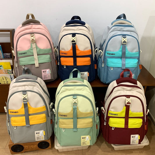 Schoolbag Women's Korean-style Harajuku Backpack Campus Style Junior High School Senior high school Student Schoolbag Simple Fashionable Large Capacity Backpack