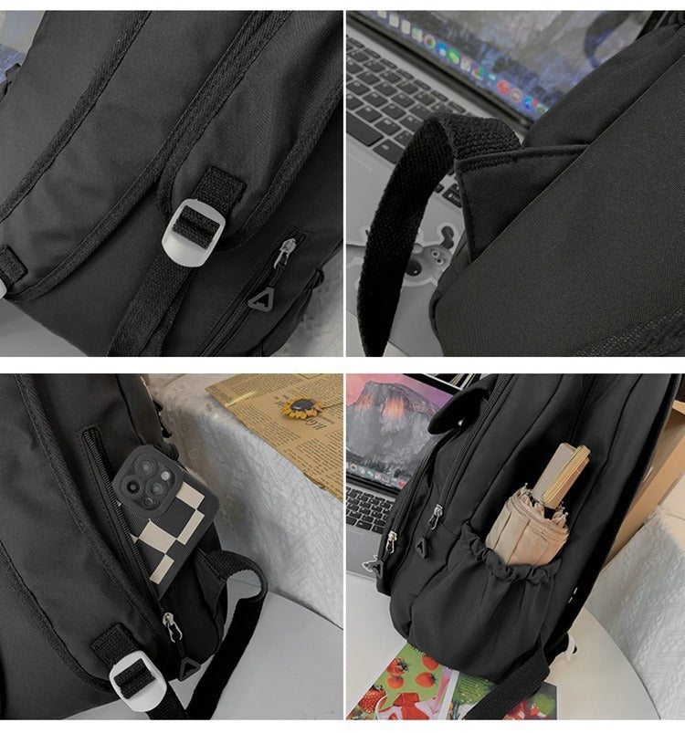 Junior high school Senior high school student schoolbag Korean leisure backpack 2024 autumn new large capacity simple trend backpack