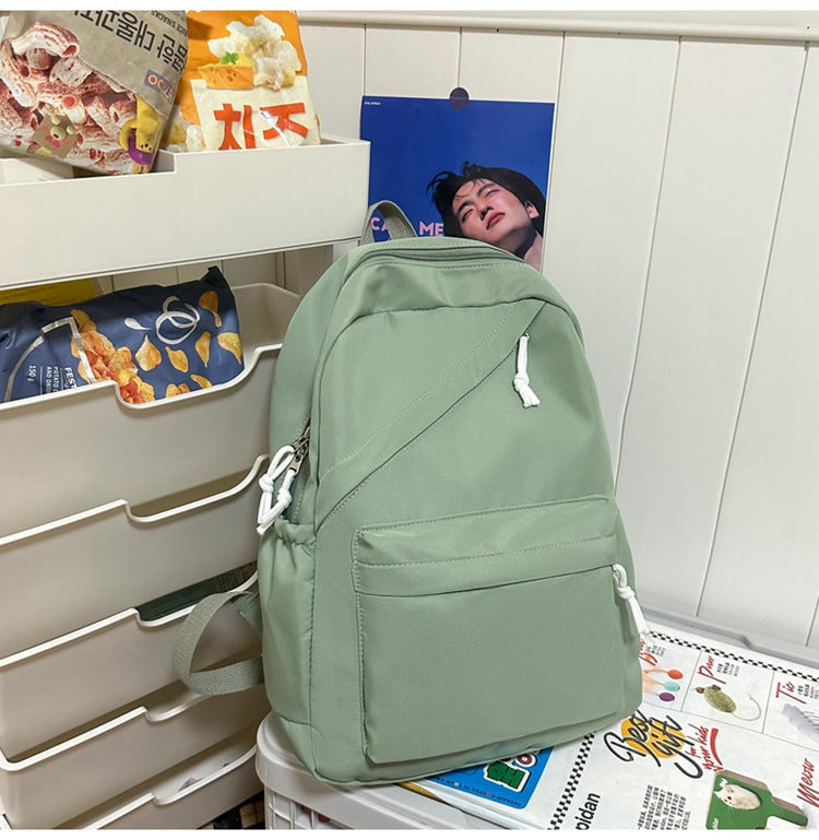 New Large Capacity Primary School Junior High School Students' Casual Schoolbag Japanese Style Fashion Simple Solid Color Travel Backpack