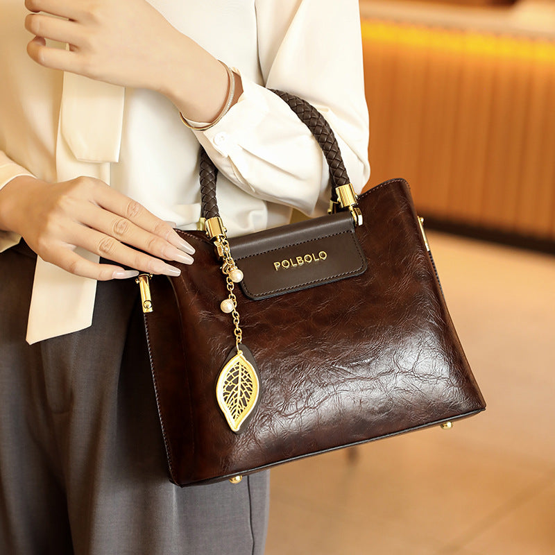 Hd Light Luxury Genuine Leather Bag for Women 2025 New Single Shoulder Bag for Middle-Aged Ladies and Mothers Large Capacity Versatile Handbag