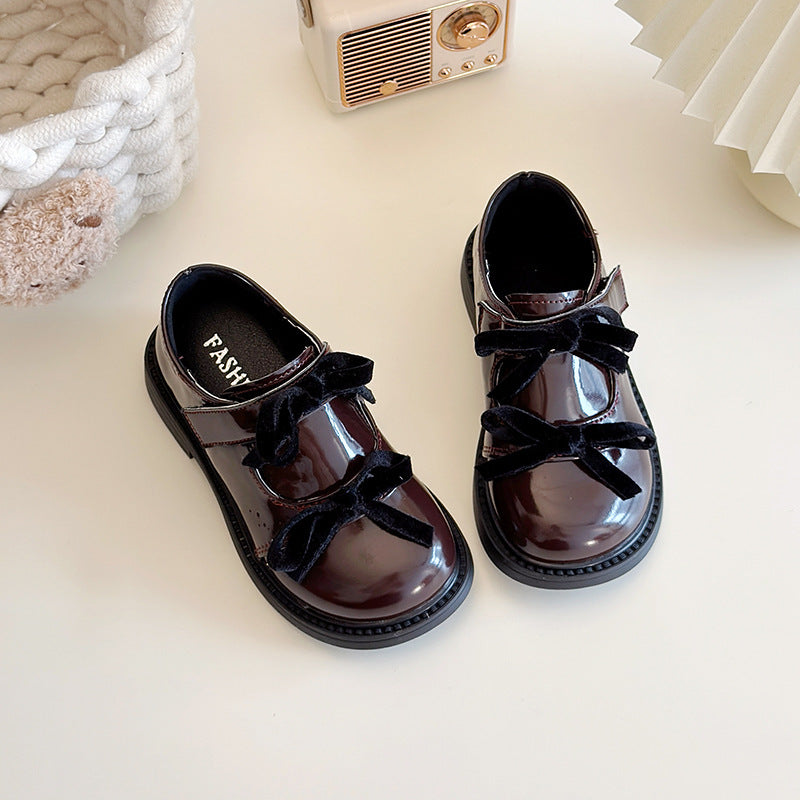 Girls Princess Shoes 2025 New Spring Children's Small Leather Shoes Soft Sole Big Children's Shoes British Style Loafers Single Shoes