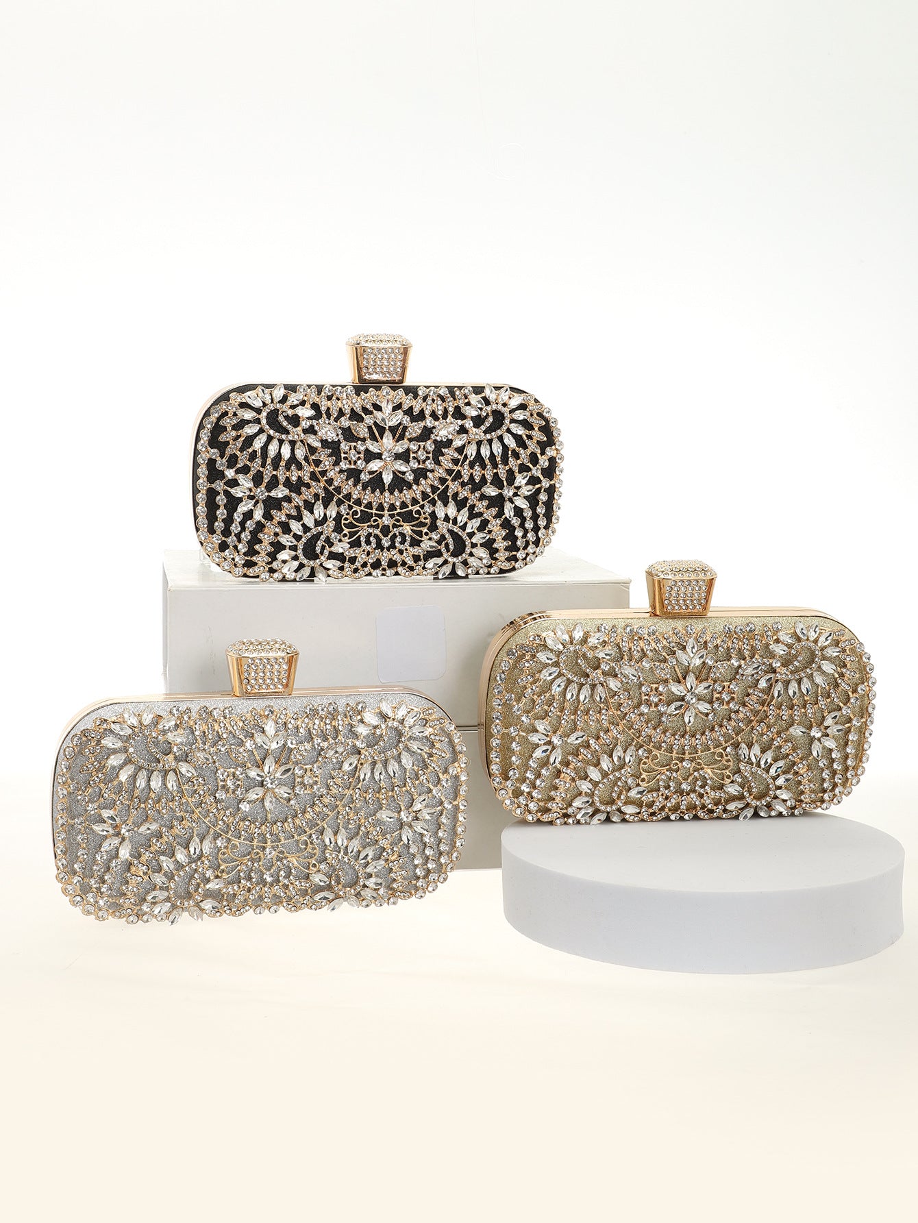 Cross-Border Alloy Evening Dress Banquet Clutch Bag Diamond Bag High-End Celebrity Texture Handheld Evening Bag