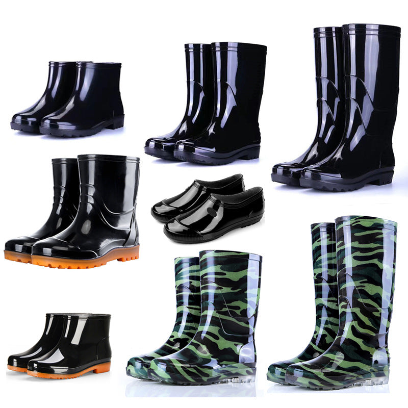 Taobao rain shoes men's beef tendon bottom camouflage waterproof non-slip wear-resistant water shoes fleece-lined warm labor protection shoes explosions wholesale