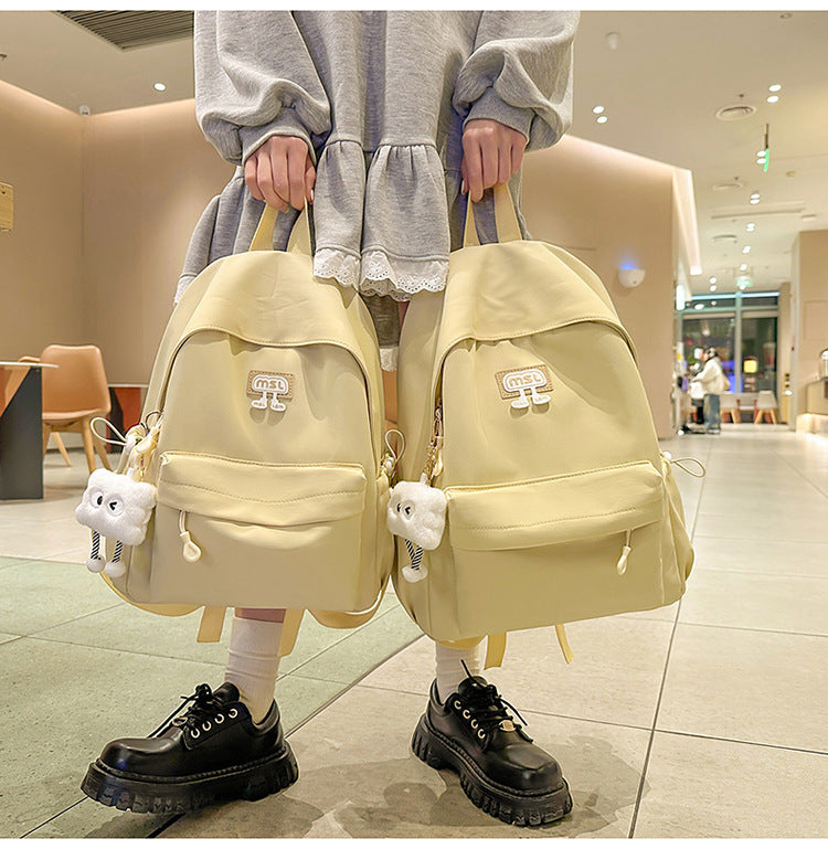New School Bag Female College Student Large Capacity Backpack Lightweight Simple Short-Distance Travel Backpack High School Student School Bag