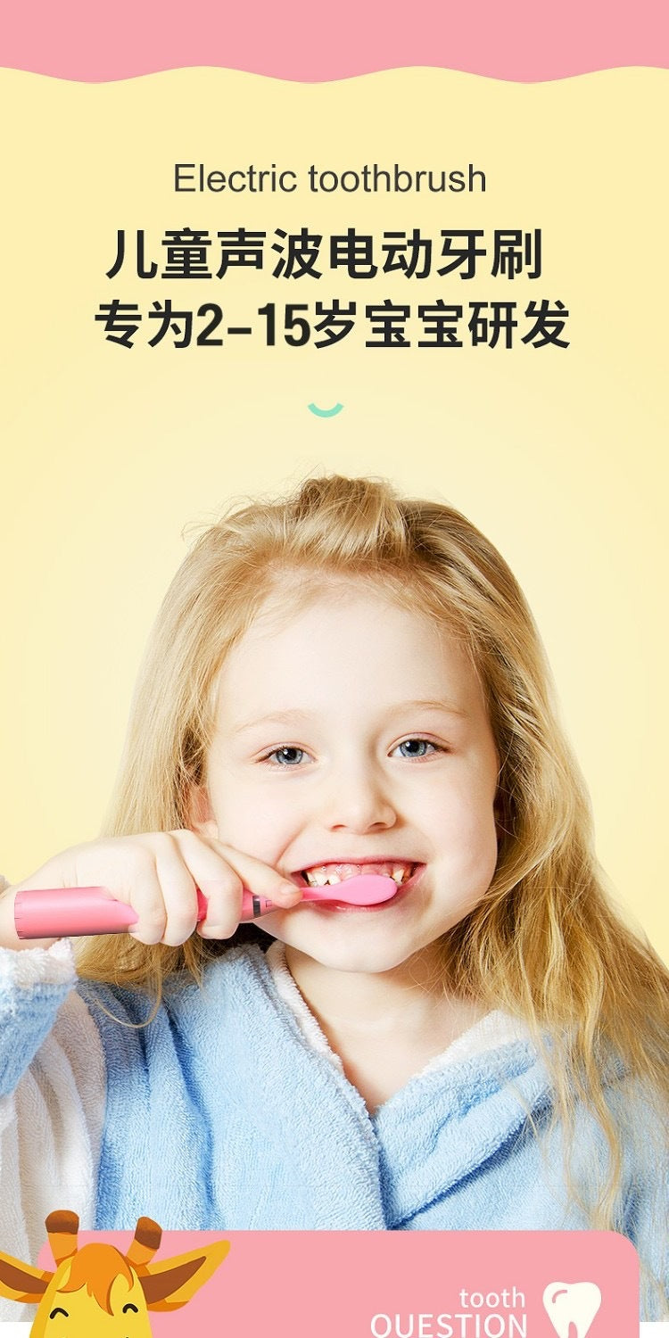 Cepillo de dientes eléctrico para niños, venta al por mayor, pelo suave de dibujos animados, IP7, resistente al agua, vibración ultrasónica, regalos