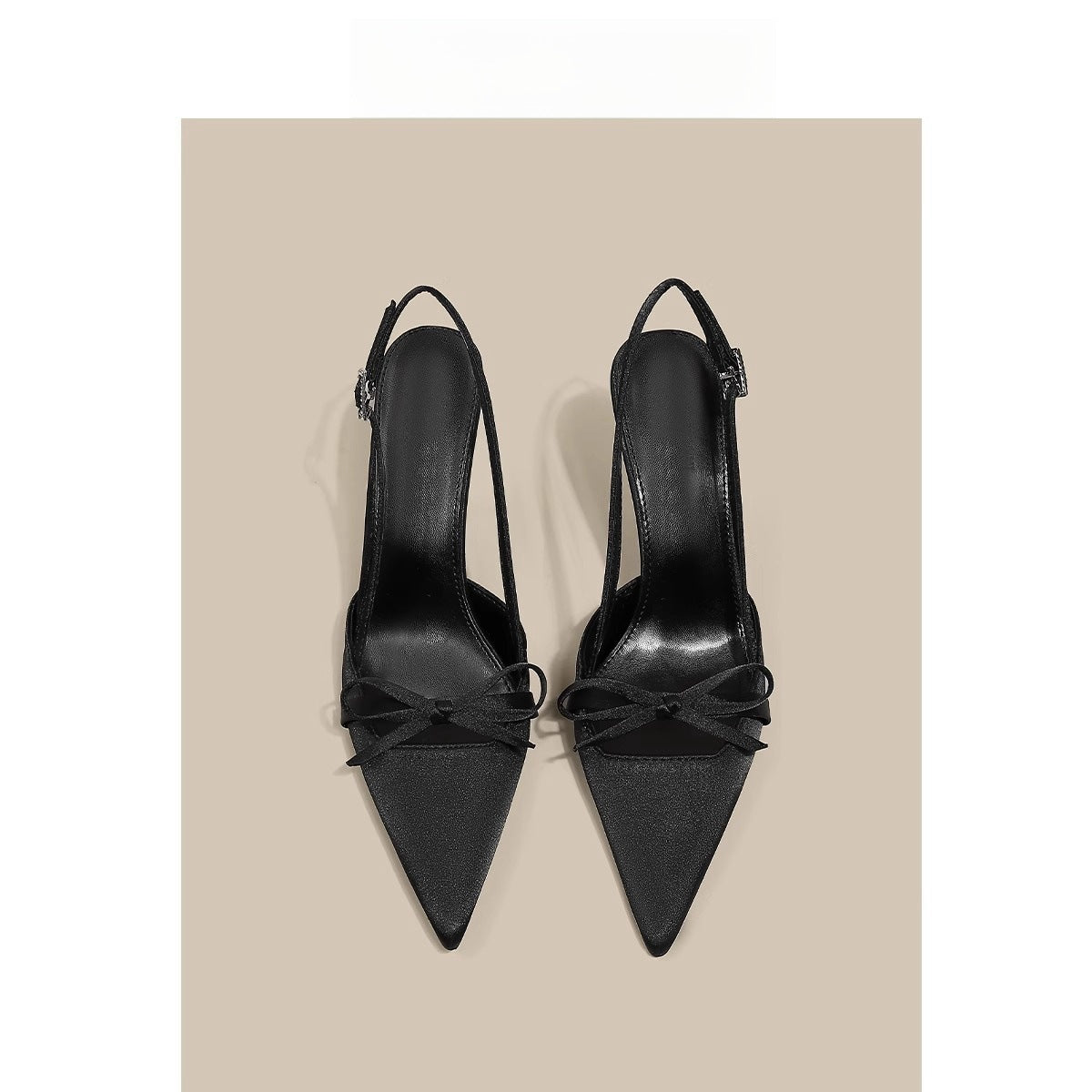 Bow-tied Sandals Women's Summer Gentle Style Dress Cheongsam National Style Elegant Pointed Stiletto Heel Black High-heeled Shoes