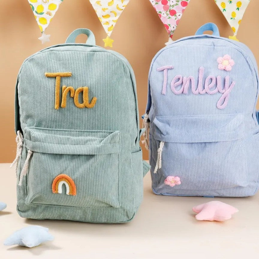 Etsy Cross-Border Hot Selling Personalized Name Logo Can Be Programmed with Letters Velvet Large Capacity Backpack Rope Embroidered School Bag