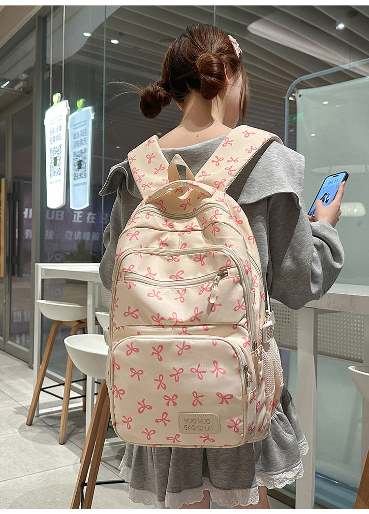 New Girls Backpack Japanese Ins Three-piece Bag Junior Senior high school Student Schoolbag Campus Style Large Capacity Backpack