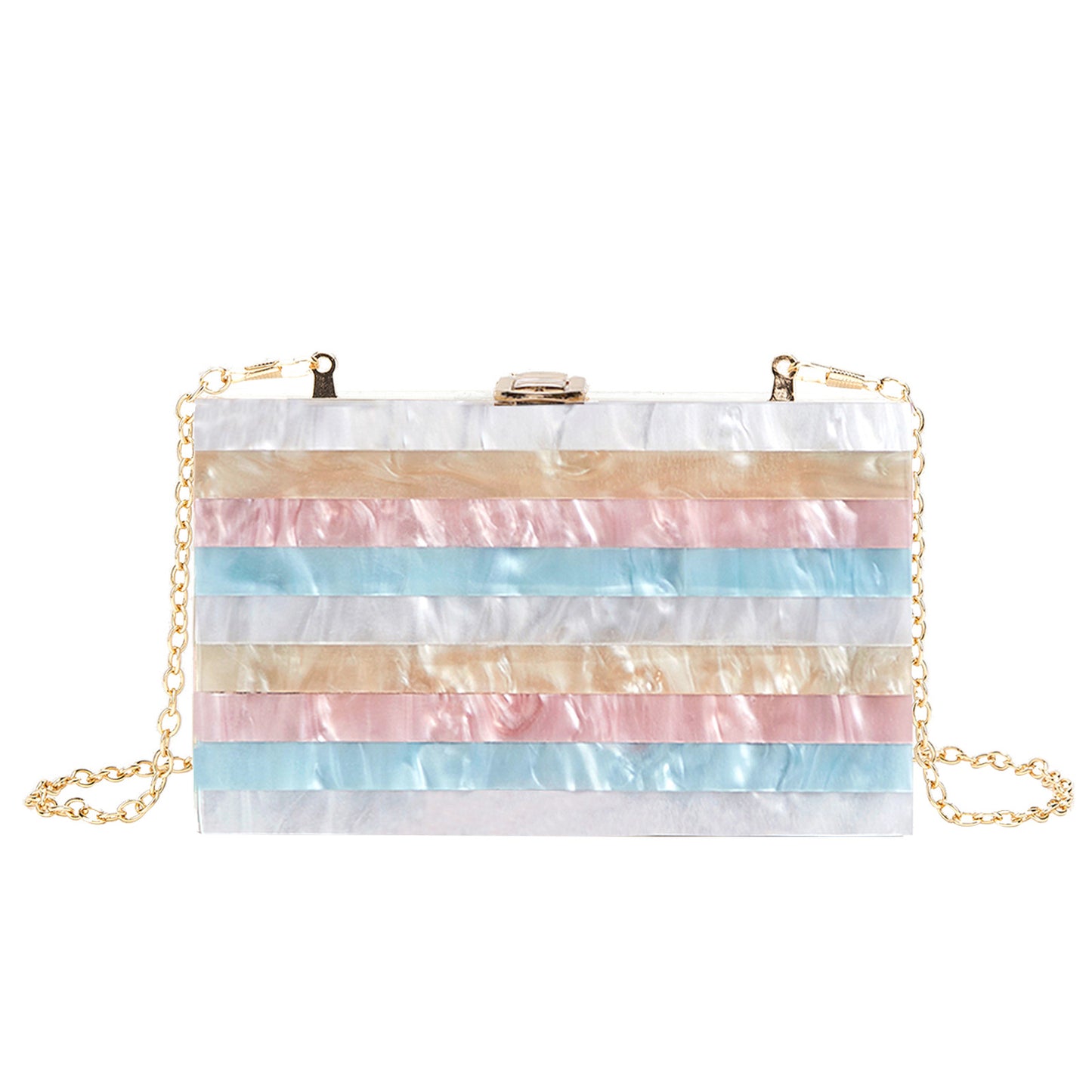 2023 new evening bag fashion striped stitching Pearl acrylic clutch cross-border Amazon exclusive