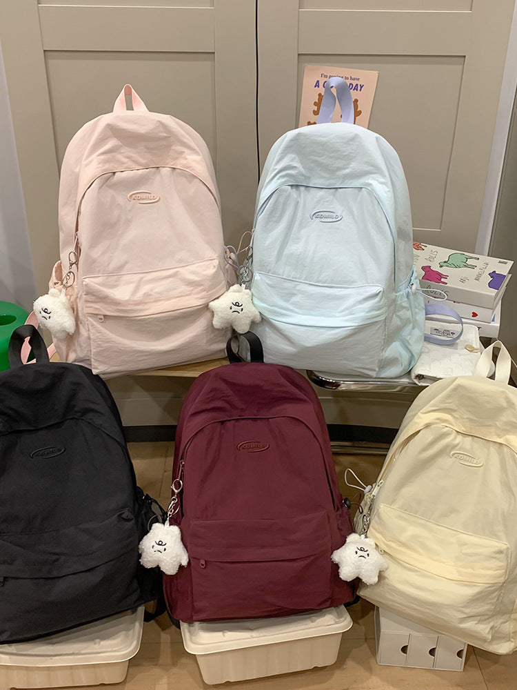 Versatile Backpack for Female College Students, Junior High School Students, and High School Students, Large Capacity Nylon Backpack, Lightweight