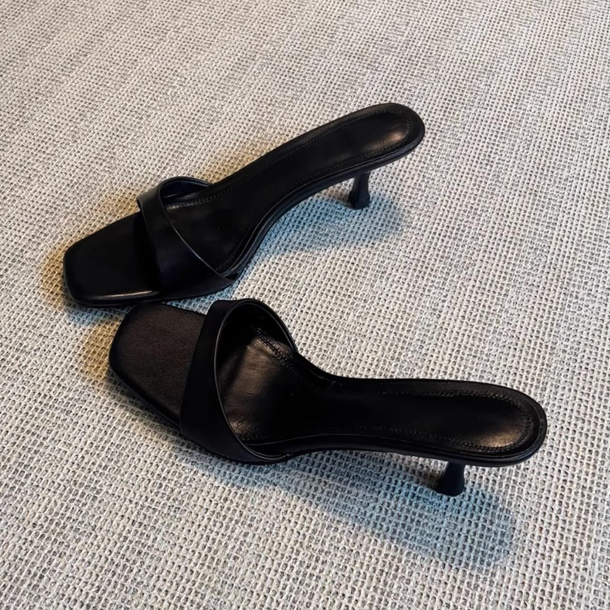 French Minimalist Square-Toe Slip-On Sandals 2026 New Style Open-Toe Stiletto Heel Elegant Sandals Women's High-Heeled Slippers for Outdoor Wear
