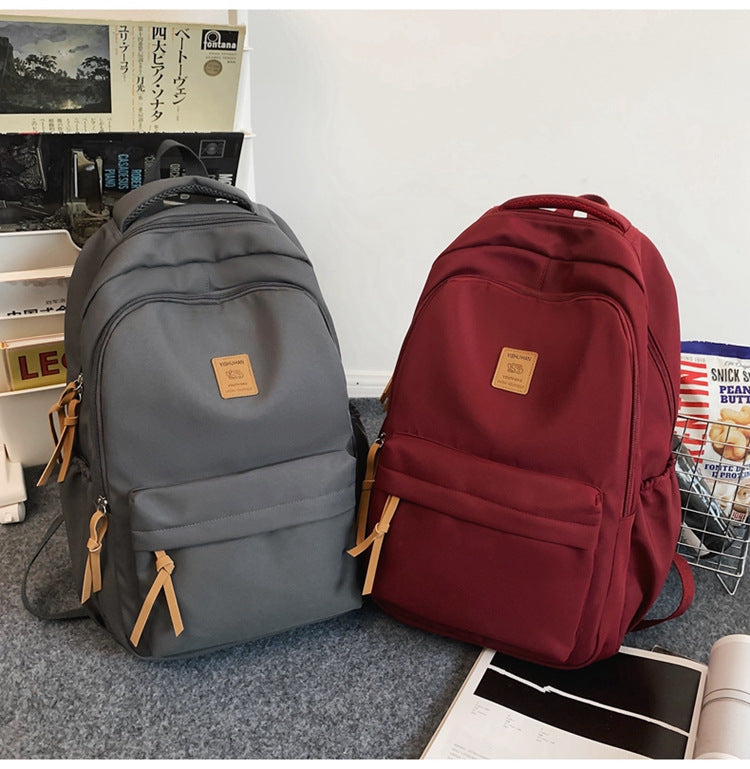 Solid Color Simple Couple's Schoolbag Large Capacity Fashionable All-match Personality Niche Backpack Travel Class Tutoring Backpack