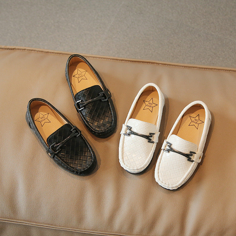 Children's retro leather shoes Children's slip-on boys' peas shoes 2022 autumn new children's shoes wholesale sewing shoes