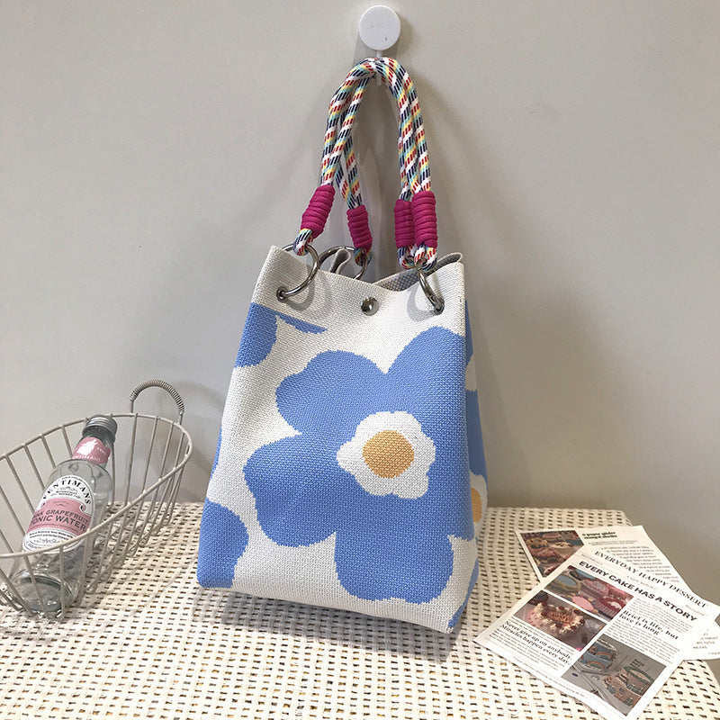 Handbag Women's New Fashion Cute Cartoon Animal Large Capacity Portable Storage Bag Commuter Shoulder Bag Woven Bag