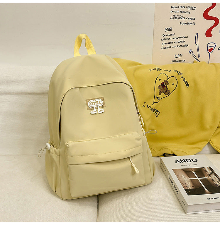 New School Bag Female College Student Large Capacity Backpack Lightweight Simple Short-Distance Travel Backpack High School Student School Bag
