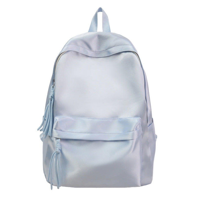 Simple popular solid color large capacity student schoolbag Hong Kong style fashion casual backpack trendy lightweight backpack for women