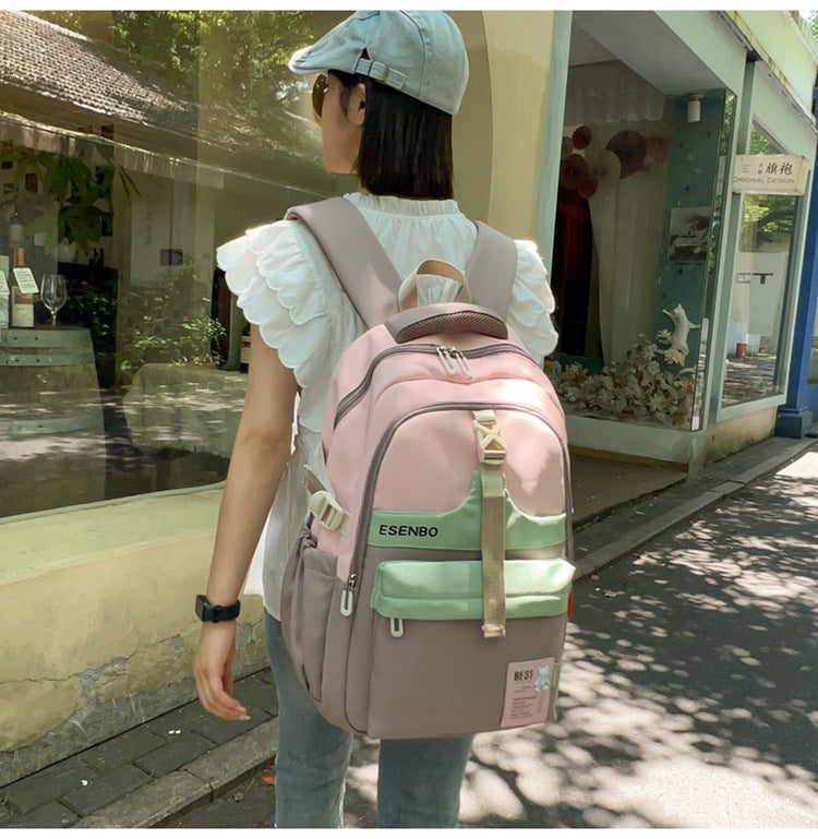 Schoolbag Women's Korean-style Harajuku Backpack Campus Style Junior High School Senior high school Student Schoolbag Simple Fashionable Large Capacity Backpack