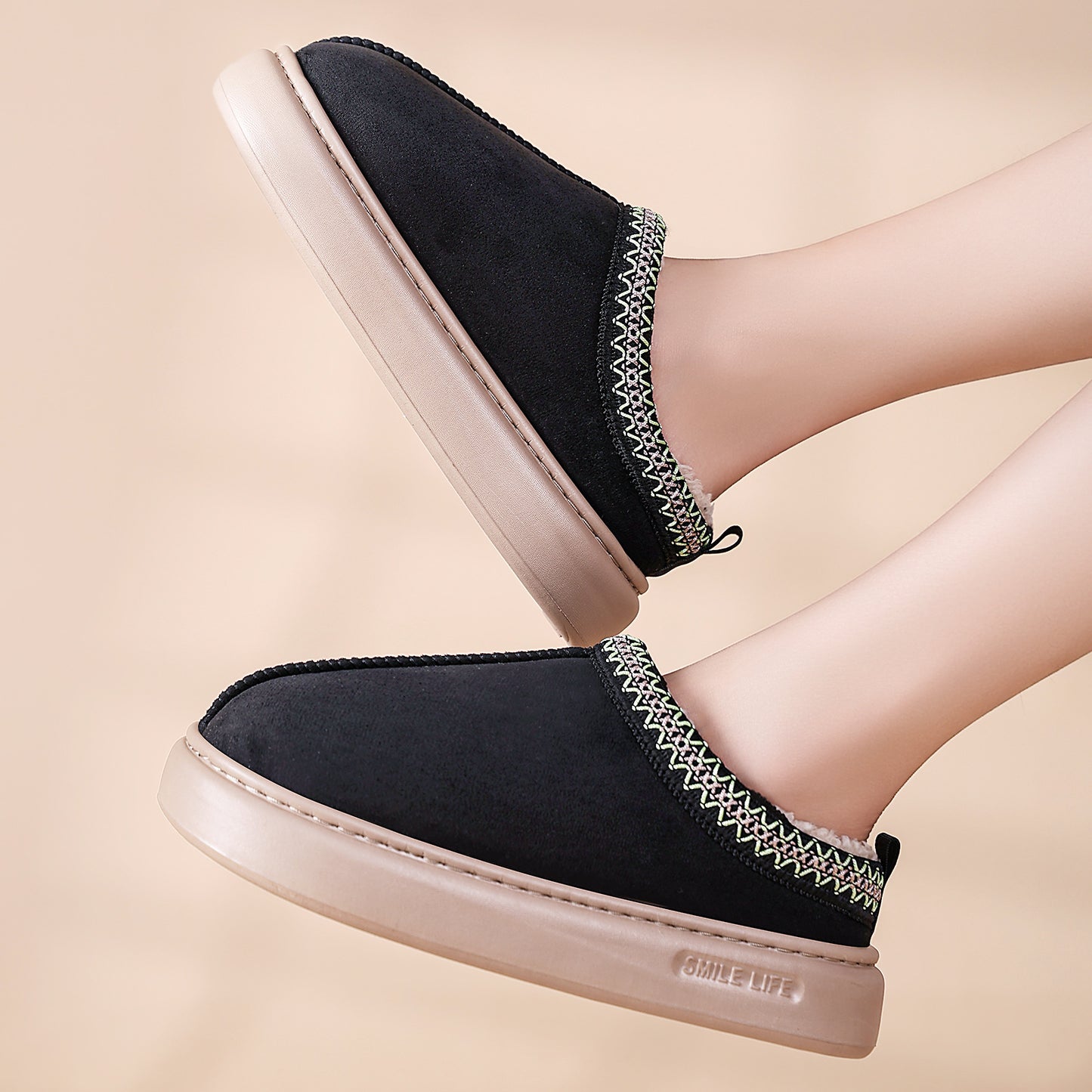 Winter Women's Home Cotton Shoes with Extra Fleece and Thickened Large Size Cotton Slippers That Can Be Worn Outside, Cross-Border Wholesale, Cold-Proof and Warm Cotton Shoes