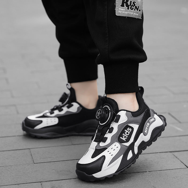 Boys' sneaker Children's Mesh Breathable Casual Shoes Girls' Non-slip Lightweight Wave Shoes Running Shoes for Middle and Big Children and Students