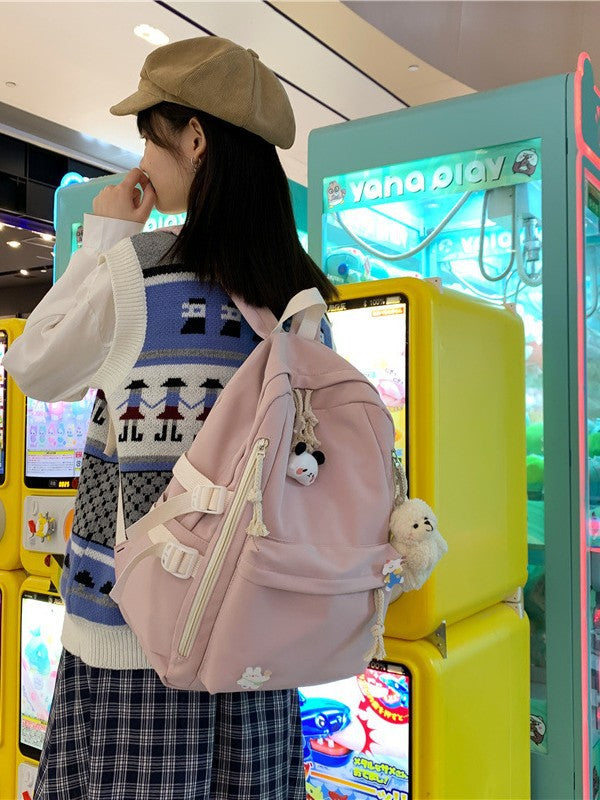 Japanese-Style Ins School Bag for Middle School Girls, High School Students, and College Students, Large Capacity, Simple Backpack, Double Shoulder Bag