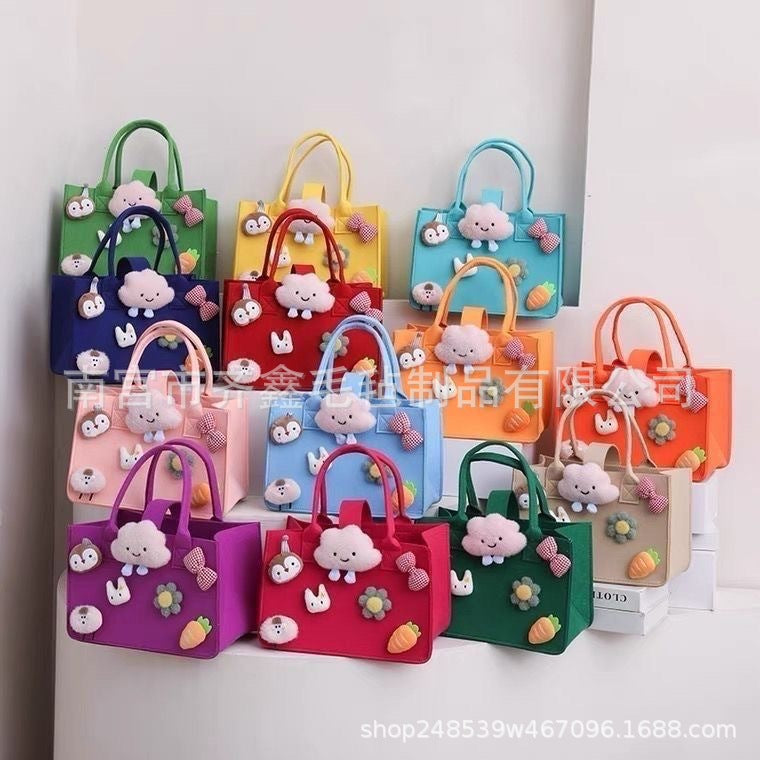 Factory Supplies Trendy Bags for 100-Day Celebrations, Birthday Favors, Cartoon Felt Bags, Student Lunch Box Storage