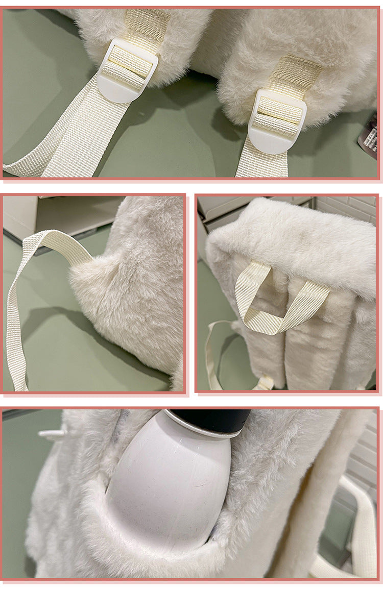 Stuffed Backpack, Korean Style Versatile Backpack, Autumn and Winter Niche High-Value School Bag, Female College Student Class Bag
