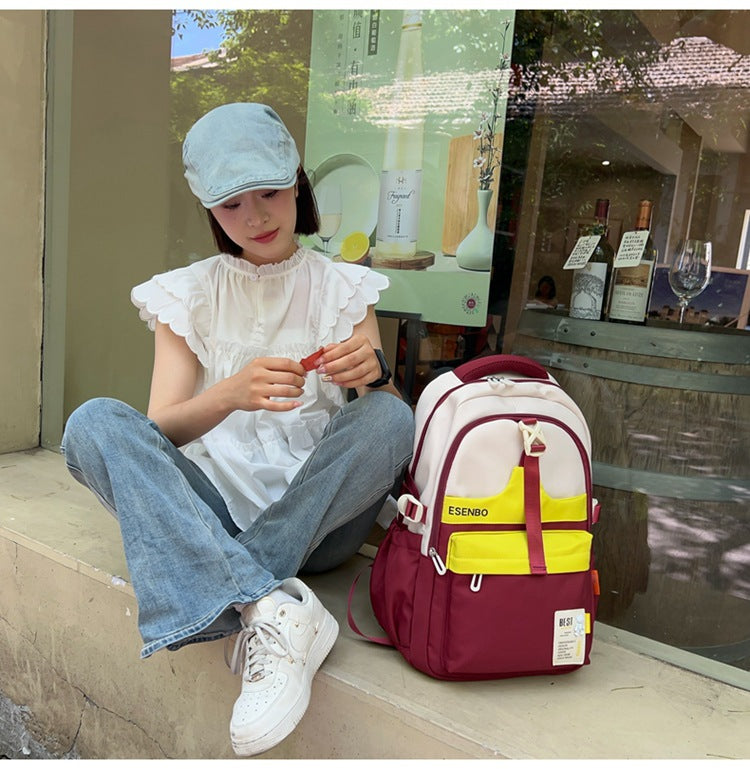 Schoolbag Women's Korean-style Harajuku Backpack Campus Style Junior High School Senior high school Student Schoolbag Simple Fashionable Large Capacity Backpack