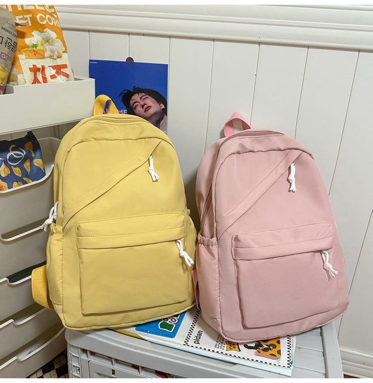 New Large Capacity Primary School Junior High School Students' Casual Schoolbag Japanese Style Fashion Simple Solid Color Travel Backpack