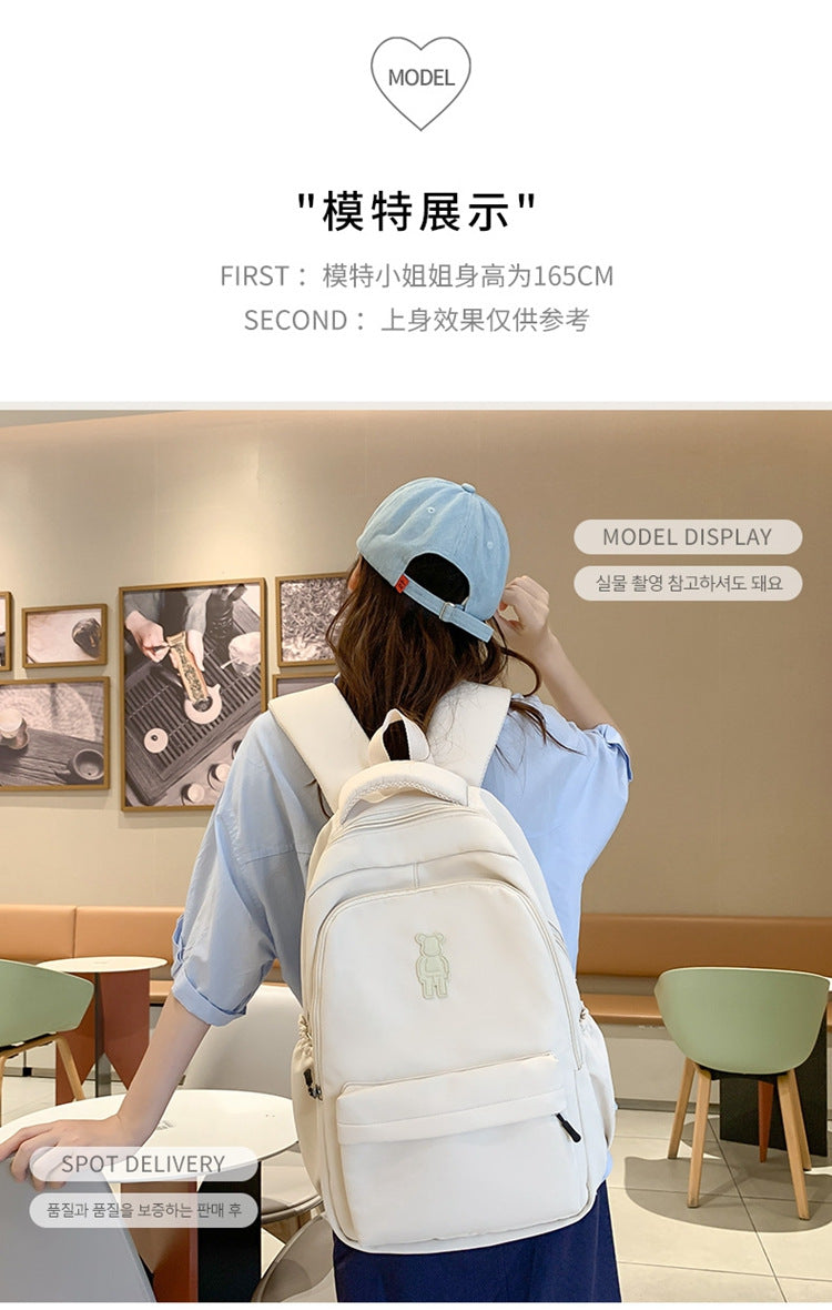 Simple Youth Campus Schoolbag Fashion Trend College Student Backpack Nylon Breathable Class Commuter Women Backpack