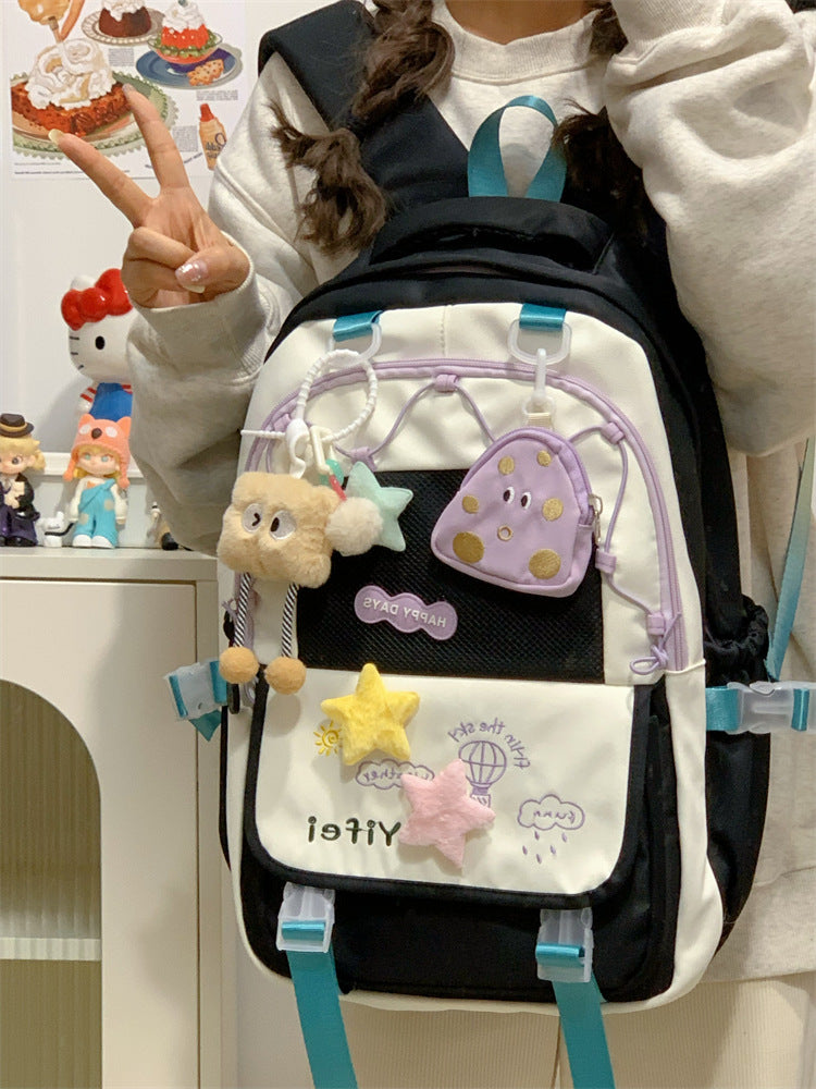 Junior High School Girls' Schoolbag High Color Value Cute Lightweight Large Capacity for Primary School Students and High School Students Backpack for Women