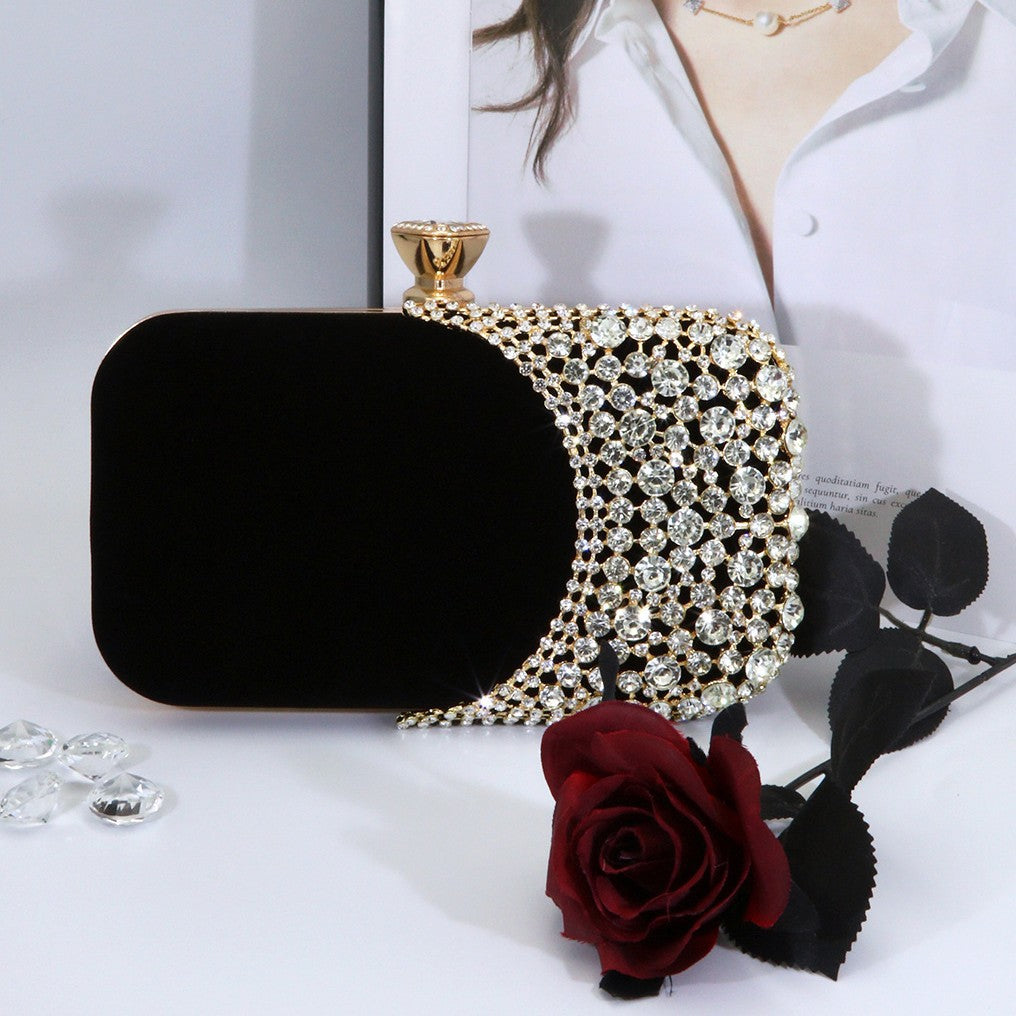 Cross-border New Velvet Banquet Bag High-end Box Bag Women's Evening Bag Diamond Buckle Dinner Clutch Bag Chain Cheongsam Bag