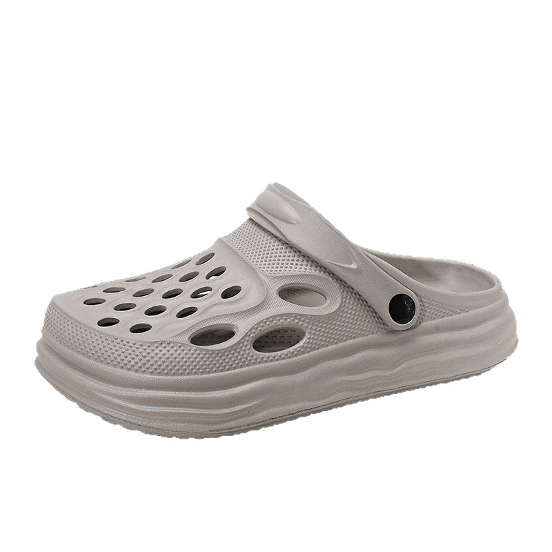 New Style Breathable Thick-soled Hole Shoes Summer Couple's Toe Slippers Driving Non-slip Men's Beach Shoes Outer Wear Sandals