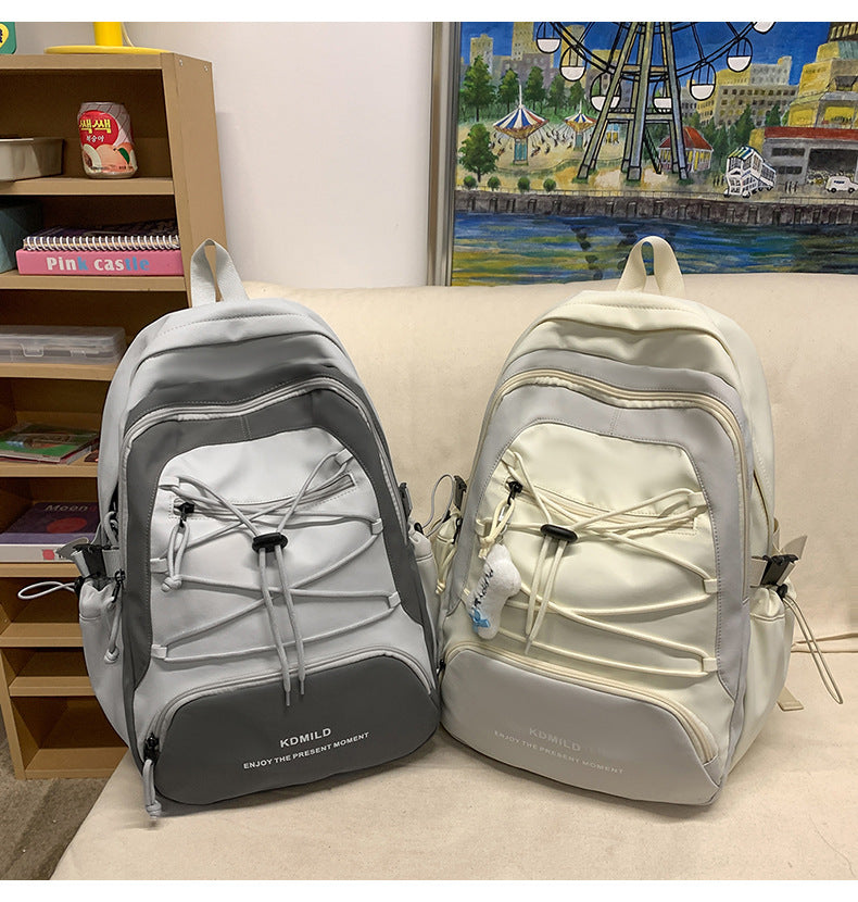 Mountain-Style Outdoor Hiking Backpack for Women, Large Capacity, Unique Design, Lightweight, High-End Gray School Bag for High School Girls