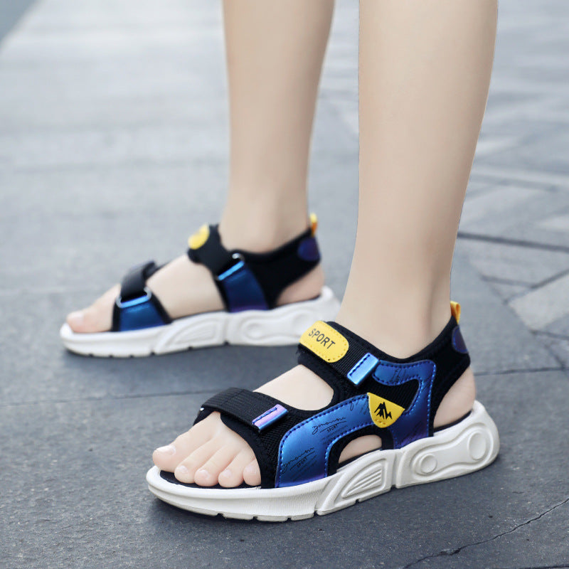 Children's Sandals Boys 2024 Summer New Children's Soft Sole Anti-Slip Middle and Large Boys Beach Shoes Summer Children's Shoes