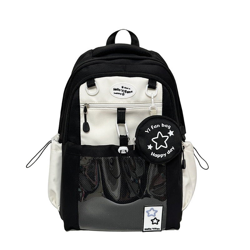 Cute Girl's Pain Bag Backpack Star Girl's Senior high school College Student Schoolbag Large Capacity High-value Backpack