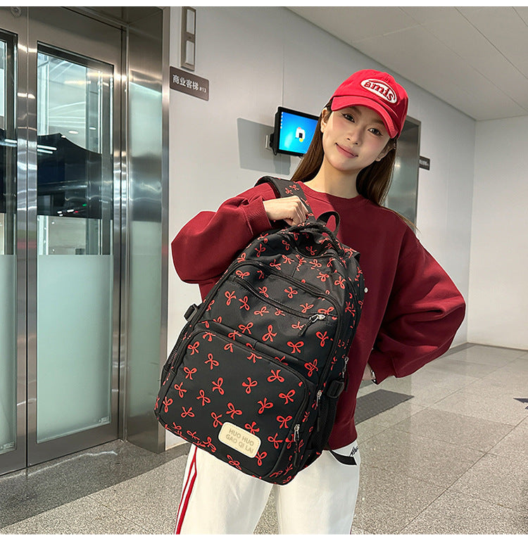 New Girls Backpack Japanese Ins Three-piece Bag Junior Senior high school Student Schoolbag Campus Style Large Capacity Backpack