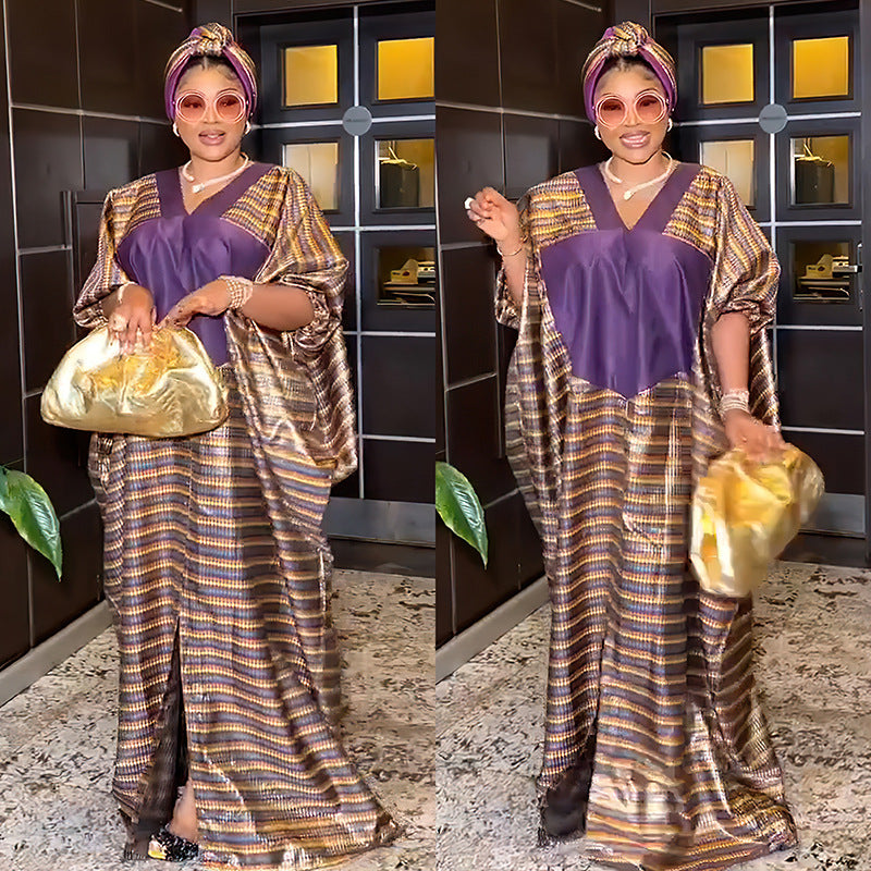 Cross-Border Dresses Amazon Best-Selling Plus-Size Women's Clothing African Fashion Ethnic Style Robe 8905