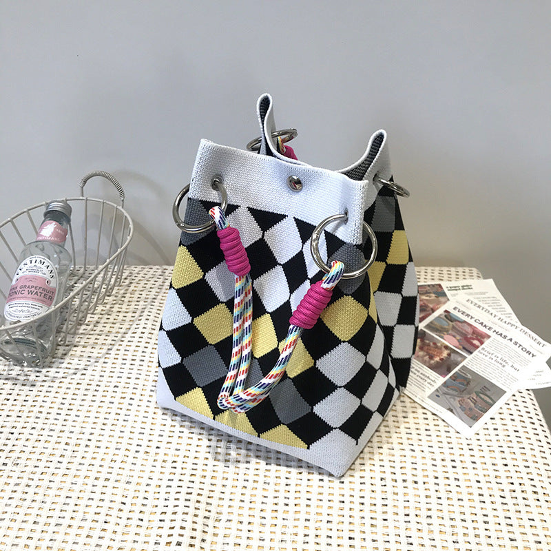 Handbag Women's New Fashion Cute Cartoon Animal Large Capacity Portable Storage Bag Commuter Shoulder Bag Woven Bag